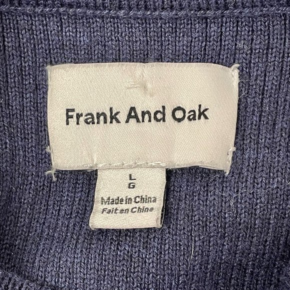 Men's Frank And Oak Ribbed Crew Neck Sweater, Navy Blue, Size L - Picture 6 of 8